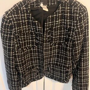 Elegant Black and White Tweed Blazer